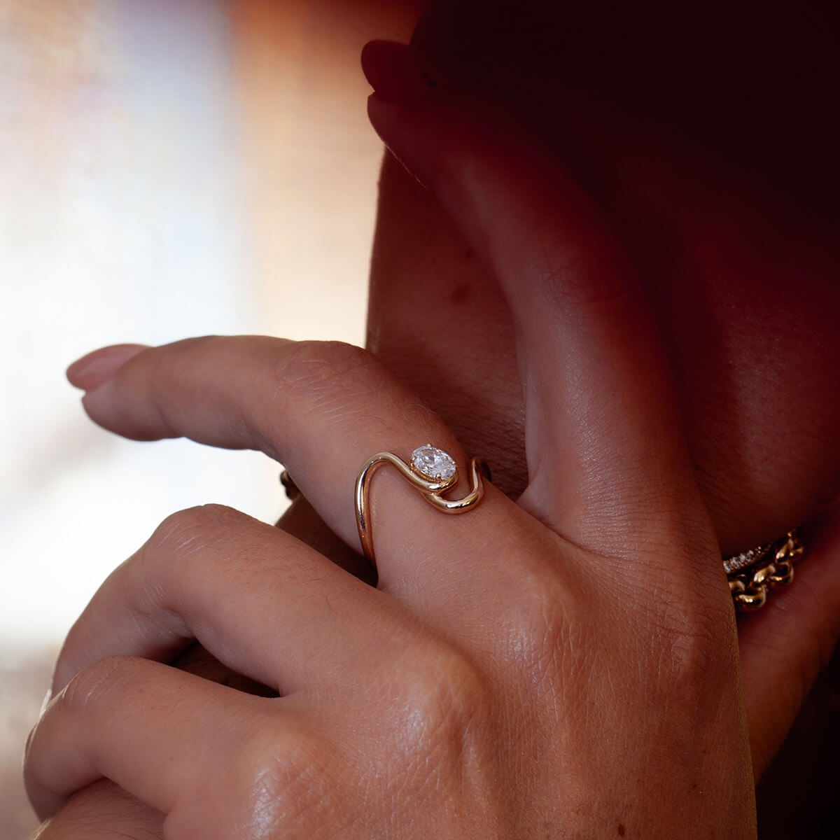 Cubic Zirconia Statement Rings - 18K Gold Plated Stainless Steel