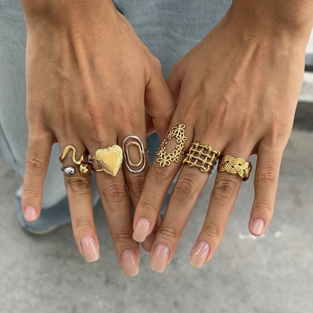 18K Gold Plated Stainless Steel Statement Rings
