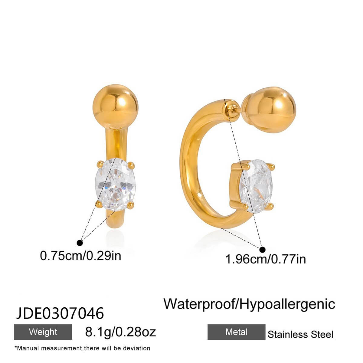 CZ Curved Barbell Huggie Earrings