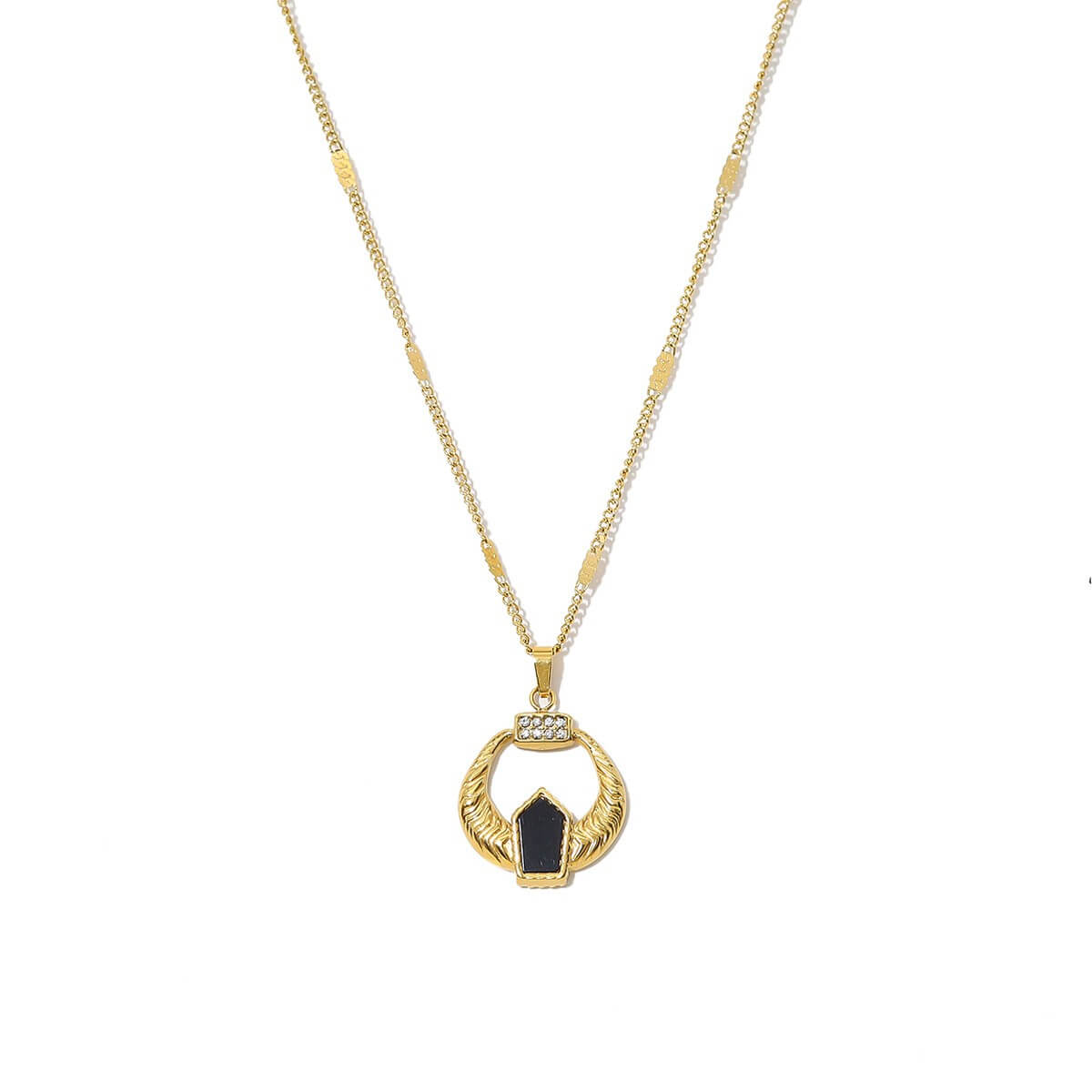 Vintage Natural Stone Medallion Pendant Necklace