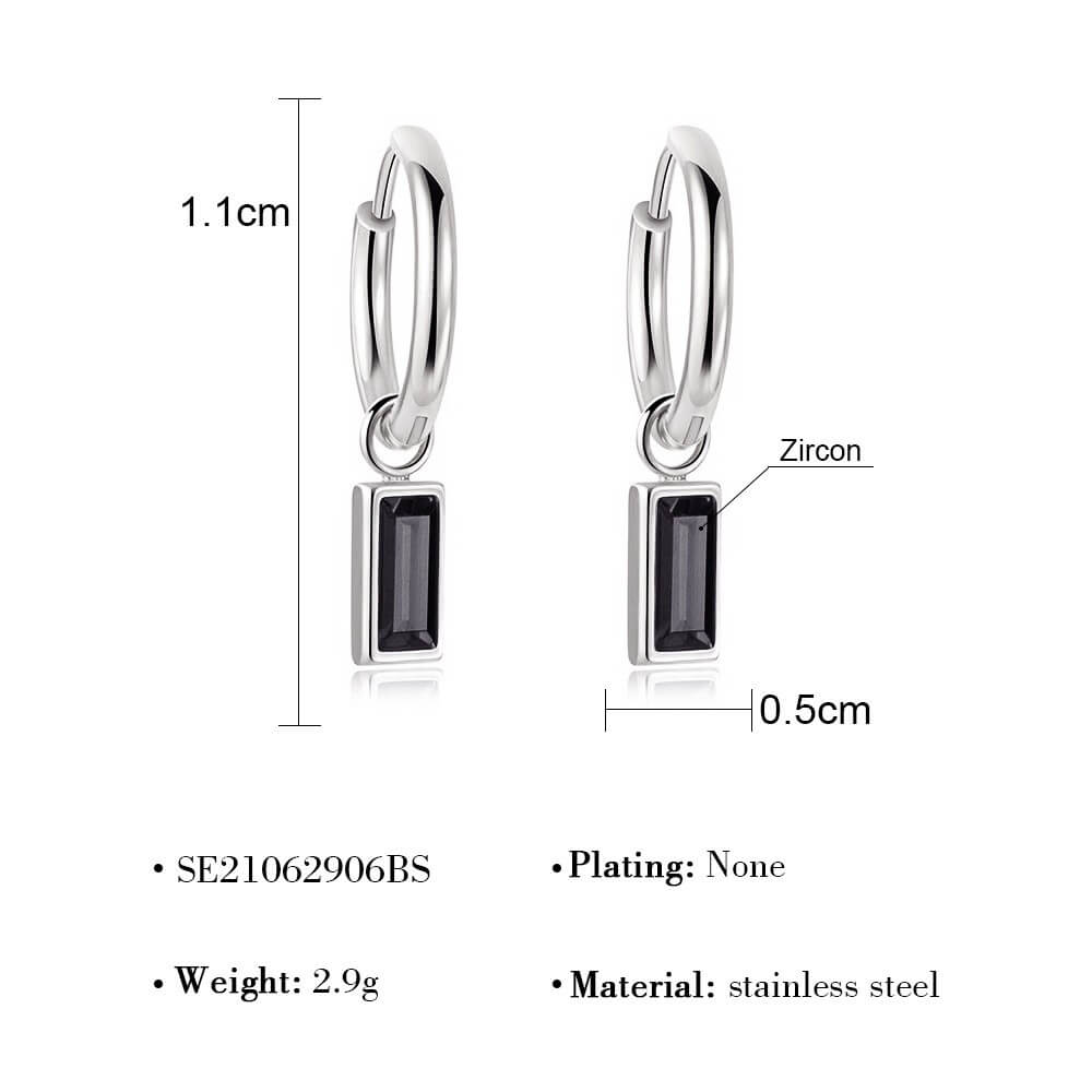 Rectangular Zircon Huggie Hoop Earrings