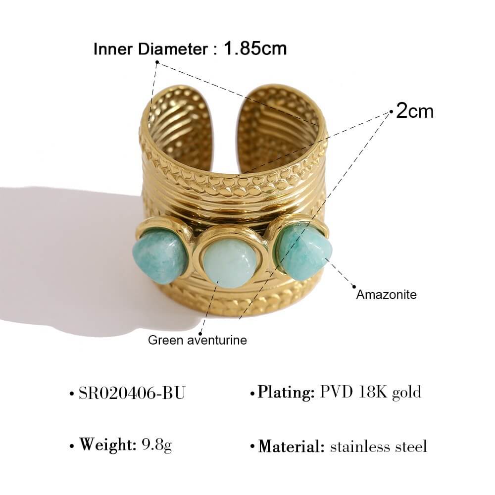 Boho Turquoise Wide Band Ring
