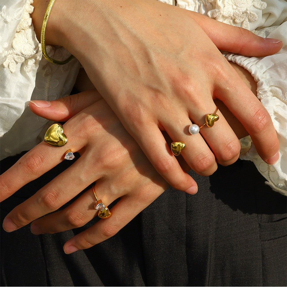 Romantic Puffed Heart Open Ring