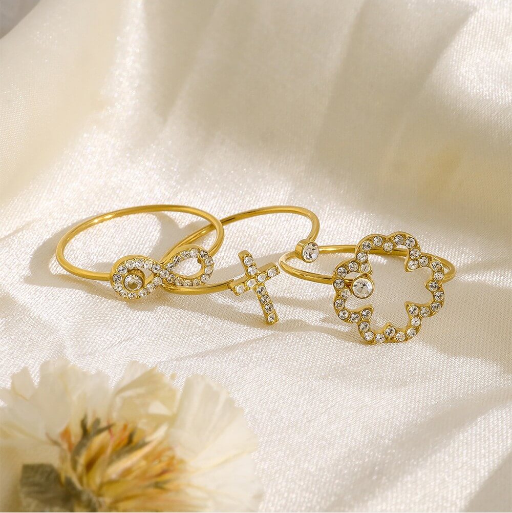 Delicate Crystal Charm Open Ring