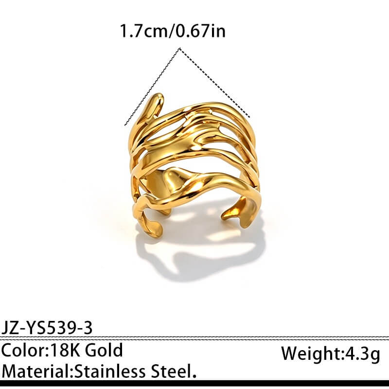 18K Gold Vintage Chunky Statement Open Ring