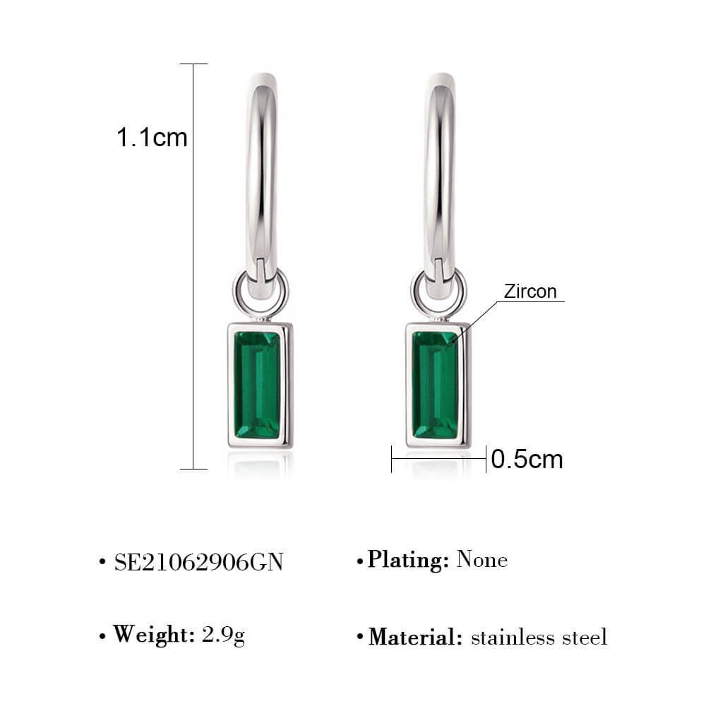 Rectangular Zircon Huggie Hoop Earrings
