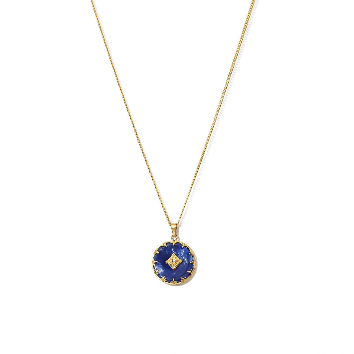 Vintage Natural Stone Medallion Pendant Necklace