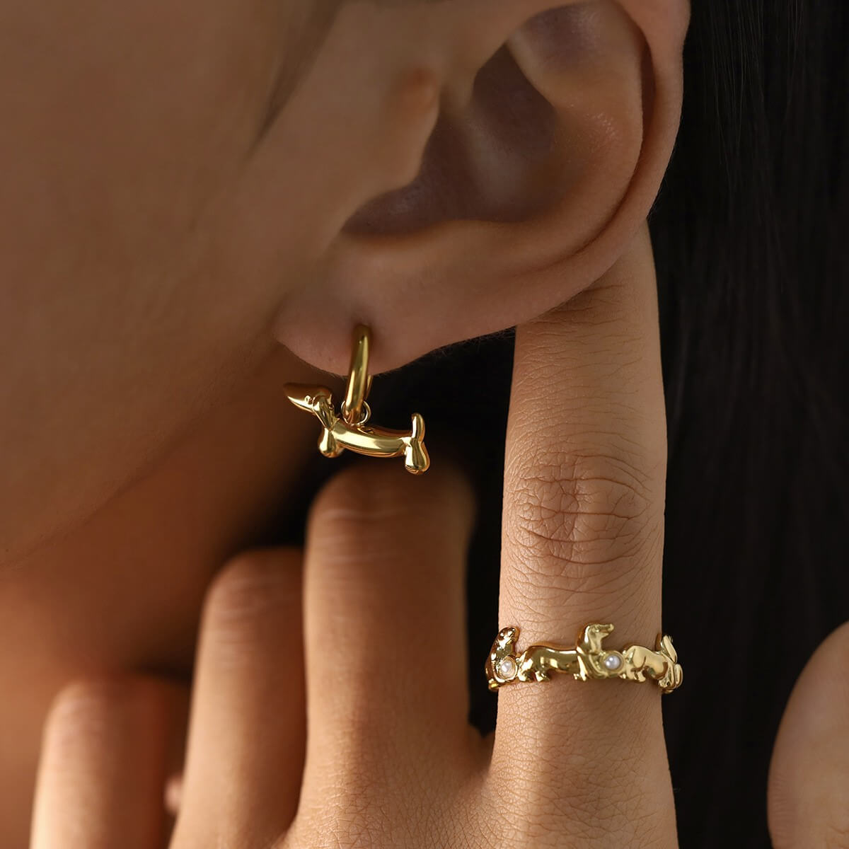 Golden Dachshund Dog Jewelry Collection