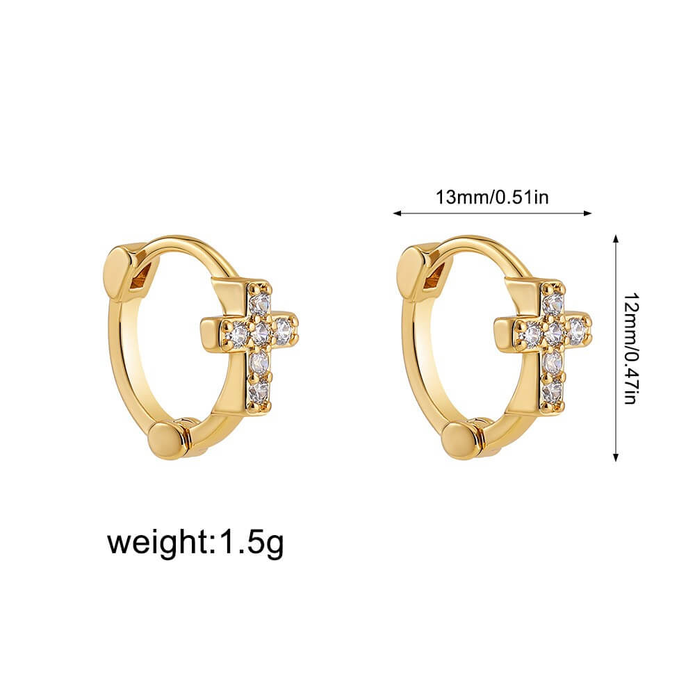 Dainty Textured CZ Huggie Hoop Earrings - 18K Gold Plated Brass
