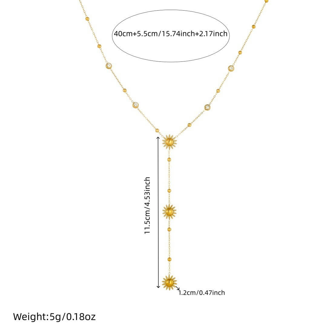 Stainless Steel Y-Lariat Drop Charm Necklace