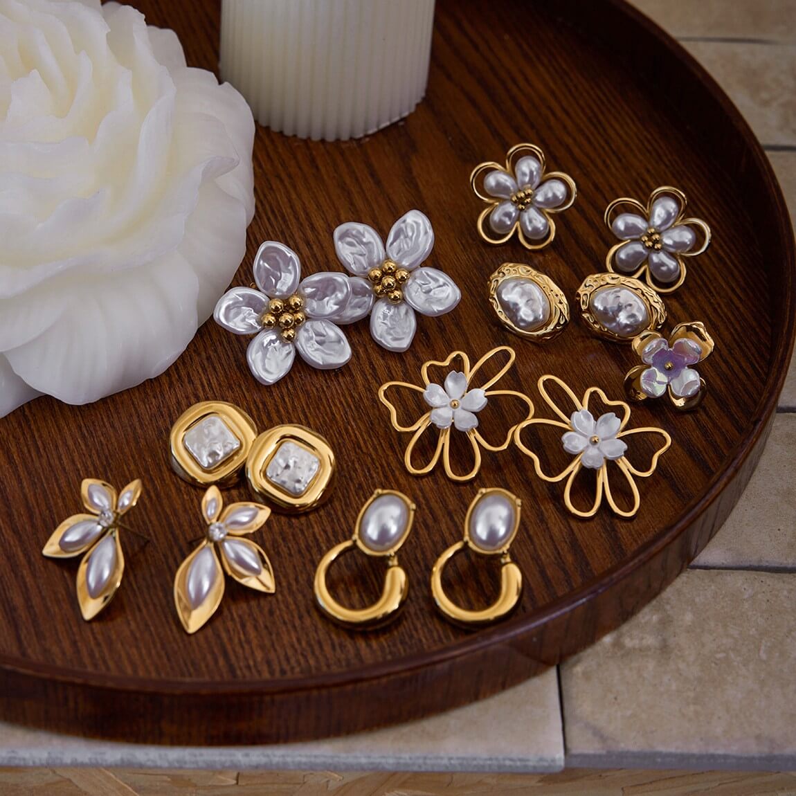Vintage Floral Pearl Earrings