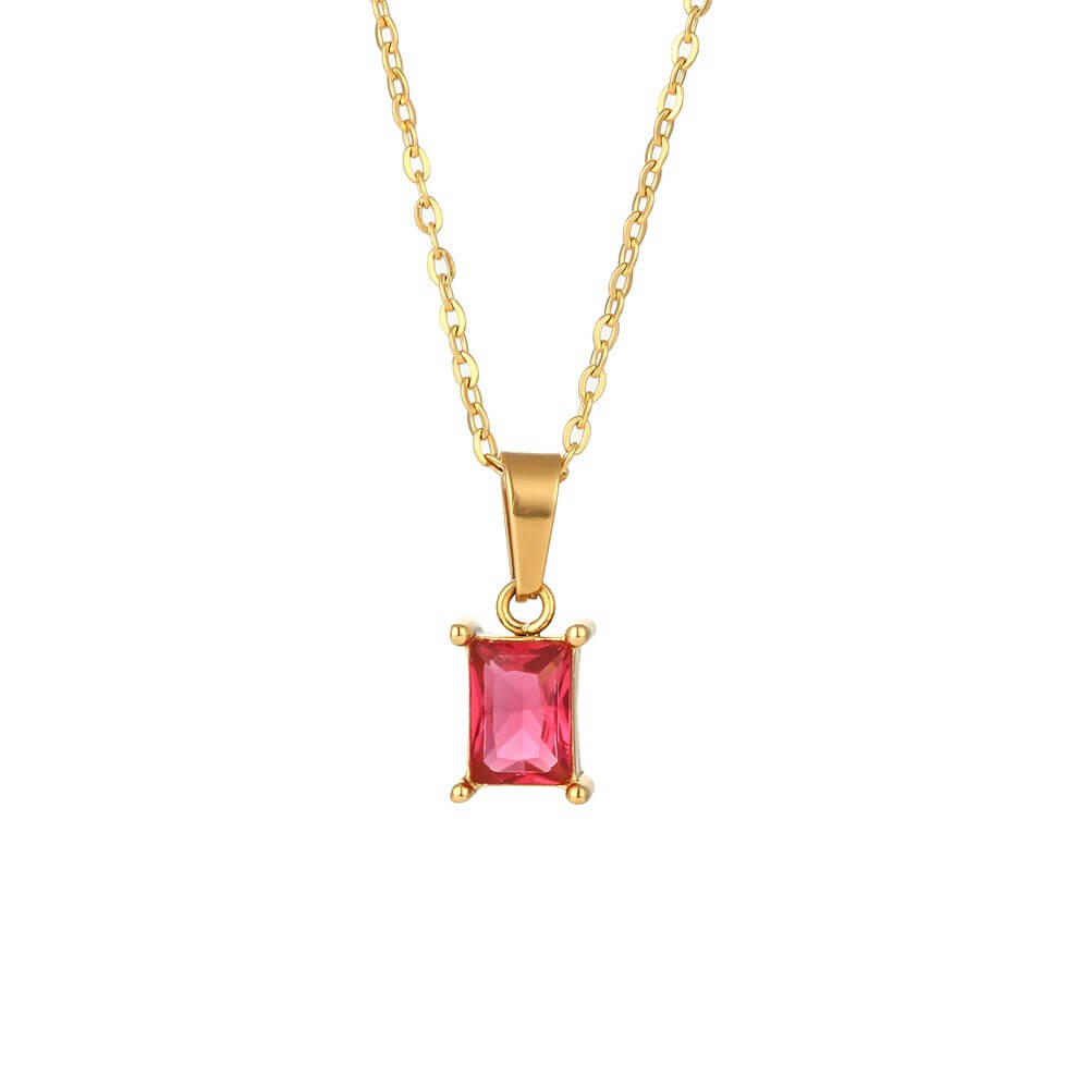 Baguette Zircon Pendant Necklace