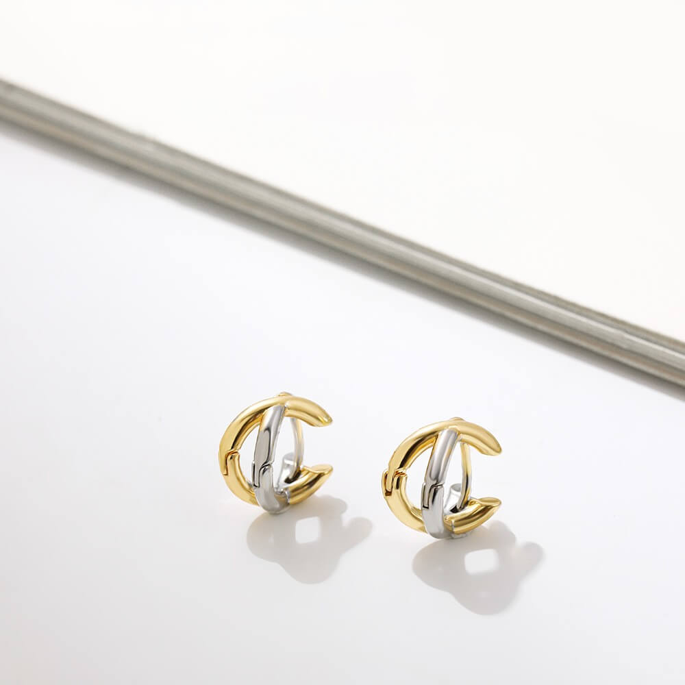 Criss Cross X Huggie Hoop Earrings - Gold Plated Brass