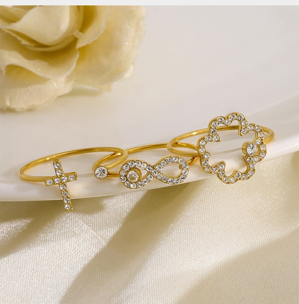 Delicate Crystal Charm Open Ring