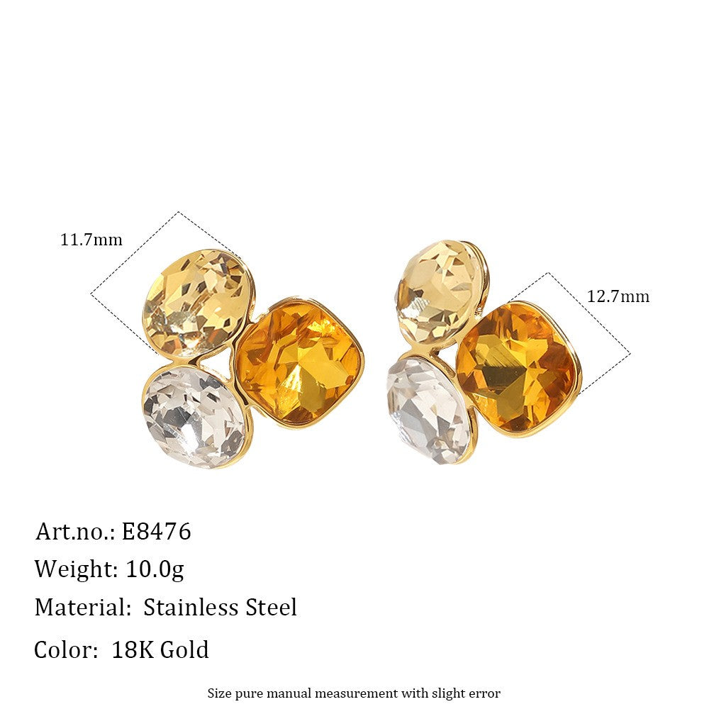 Multicolor Zircon Cluster Stud Earrings