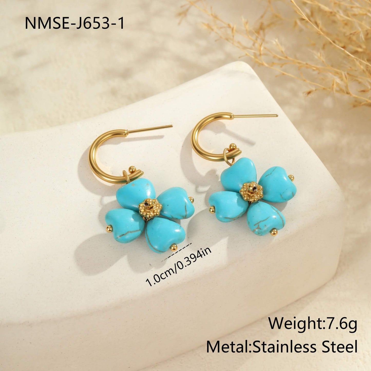 Gold Turquoise Dangle Earrings