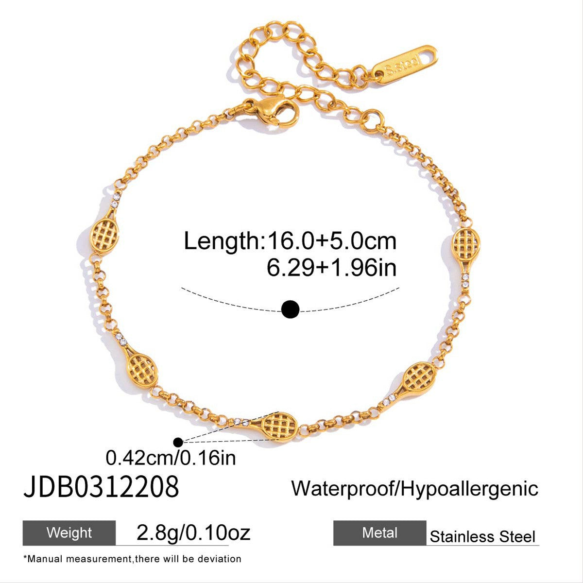 18K Gold Zircon Stainless Steel Bracelets
