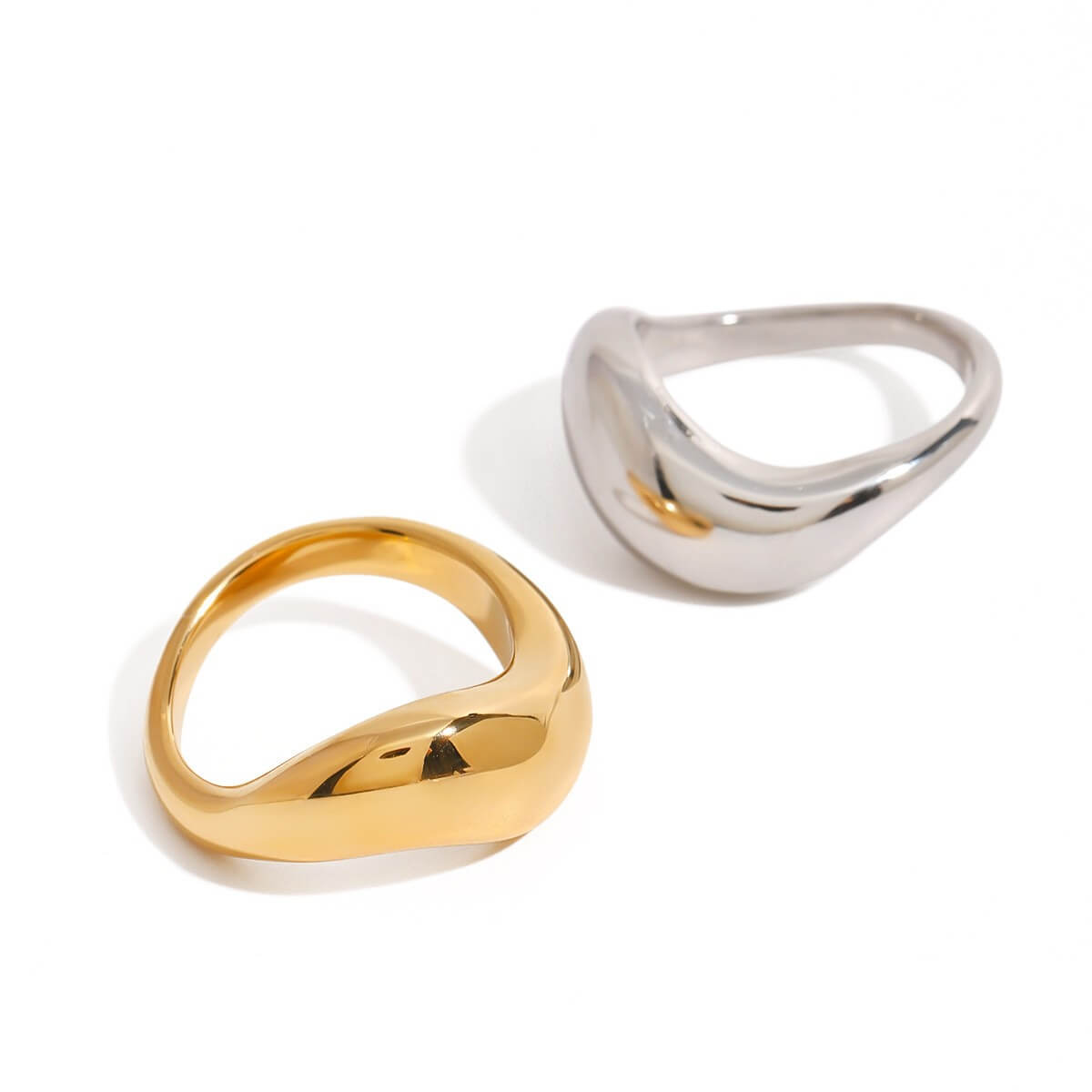 Chunky Fluid Wave Dome Ring - 18K Gold Plated Brass