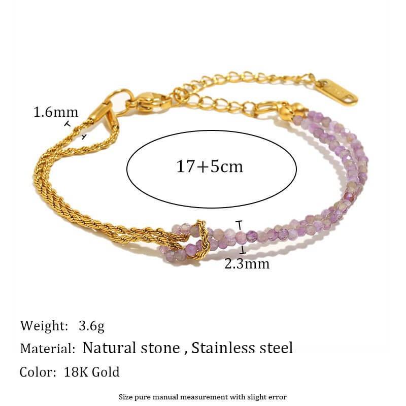 Boho Natural Gemstone Beaded Rope Chain Bracelet