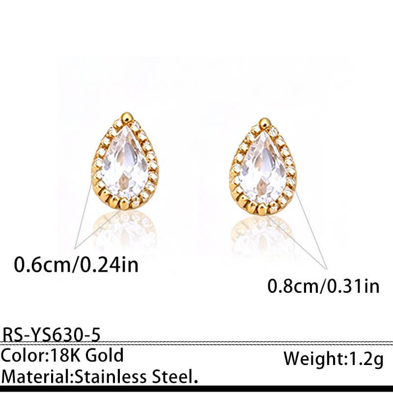 18K Gold CZ Geometric Stud Earrings