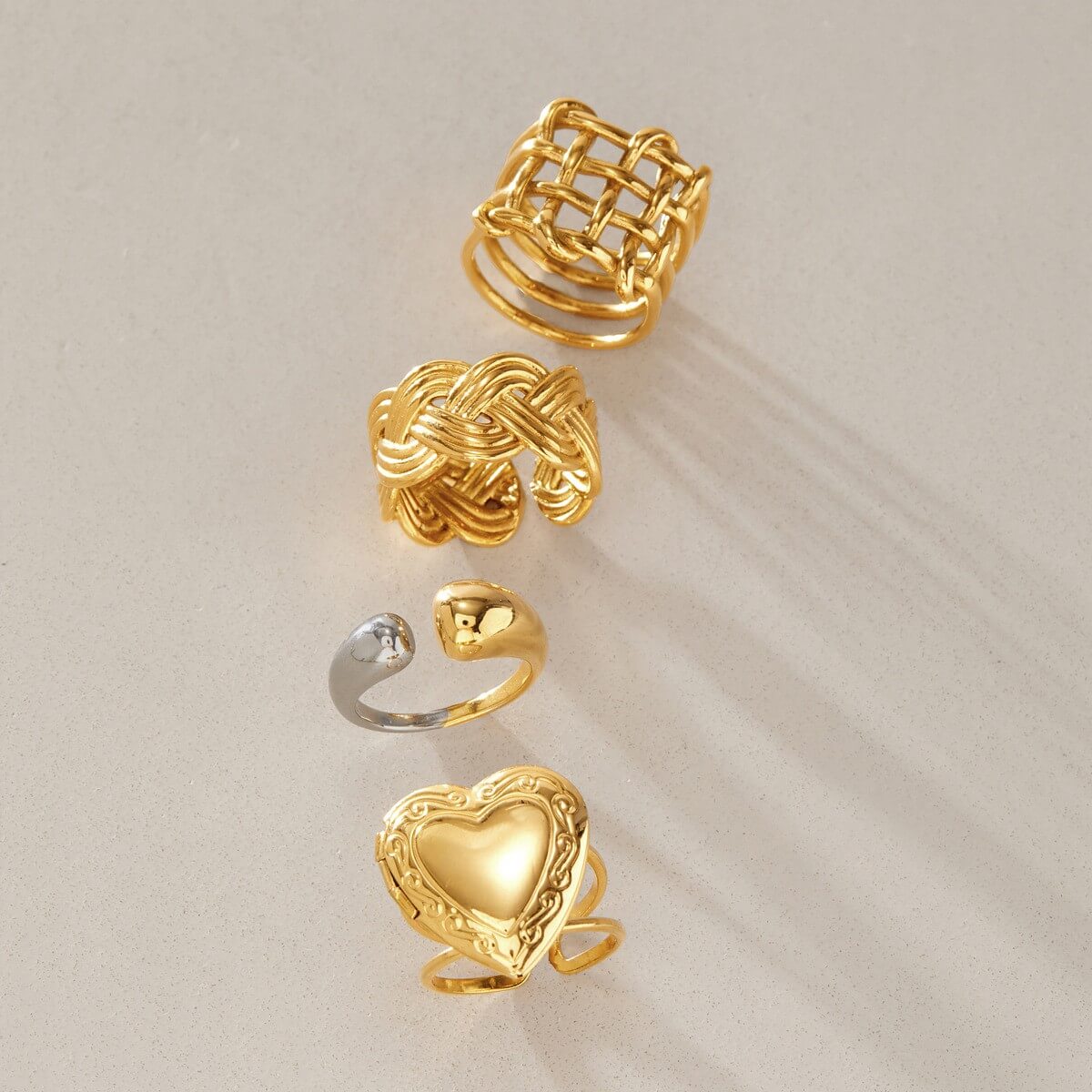 18K Gold Plated Stainless Steel Statement Rings