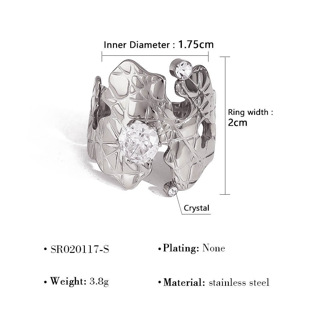 Textured Lattice Crystal Solitaire Ring