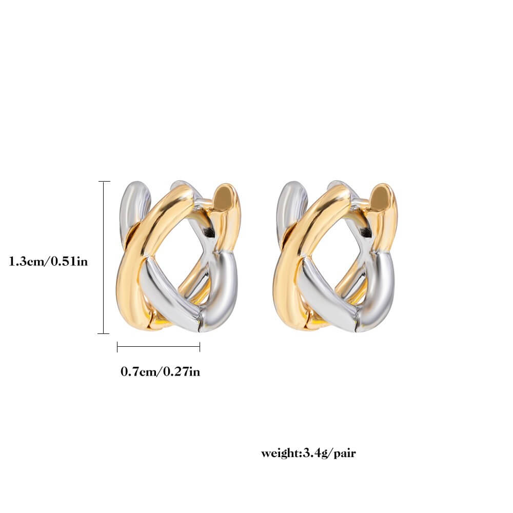 Criss Cross X Huggie Hoop Earrings - Gold Plated Brass
