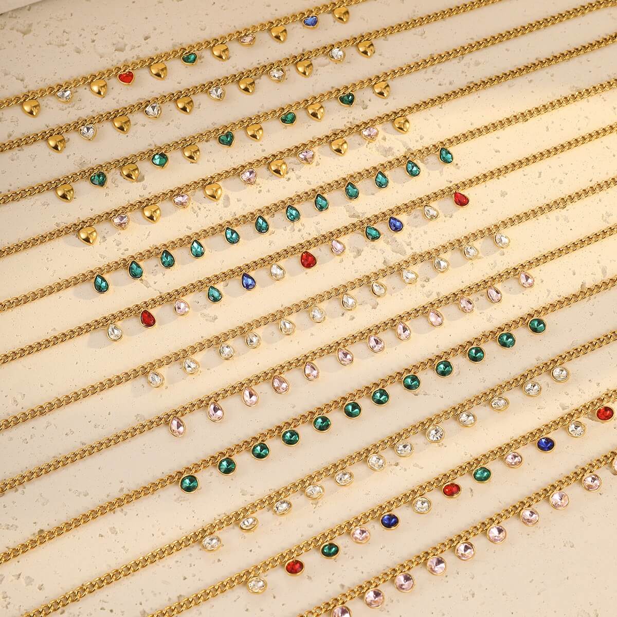18K Gold Plated Zircon Heart Charm Choker Necklace