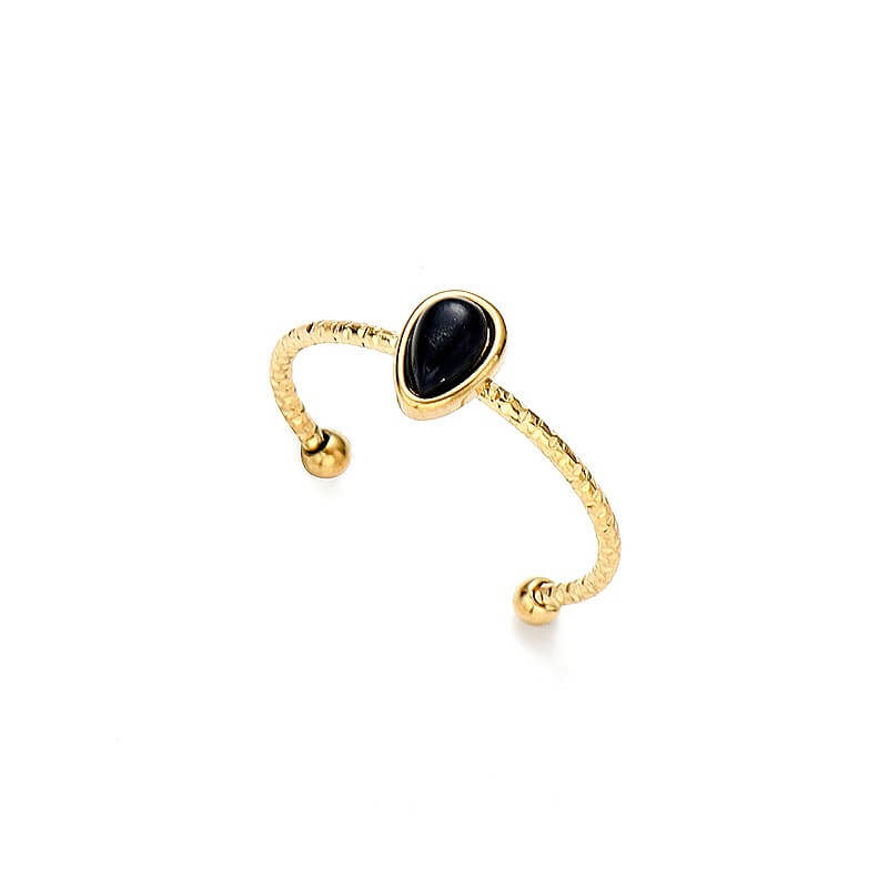 Natural Stone Teardrop Open Ring