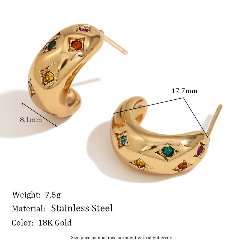 Celestial Zircon Chunky C-Hoop Earrings