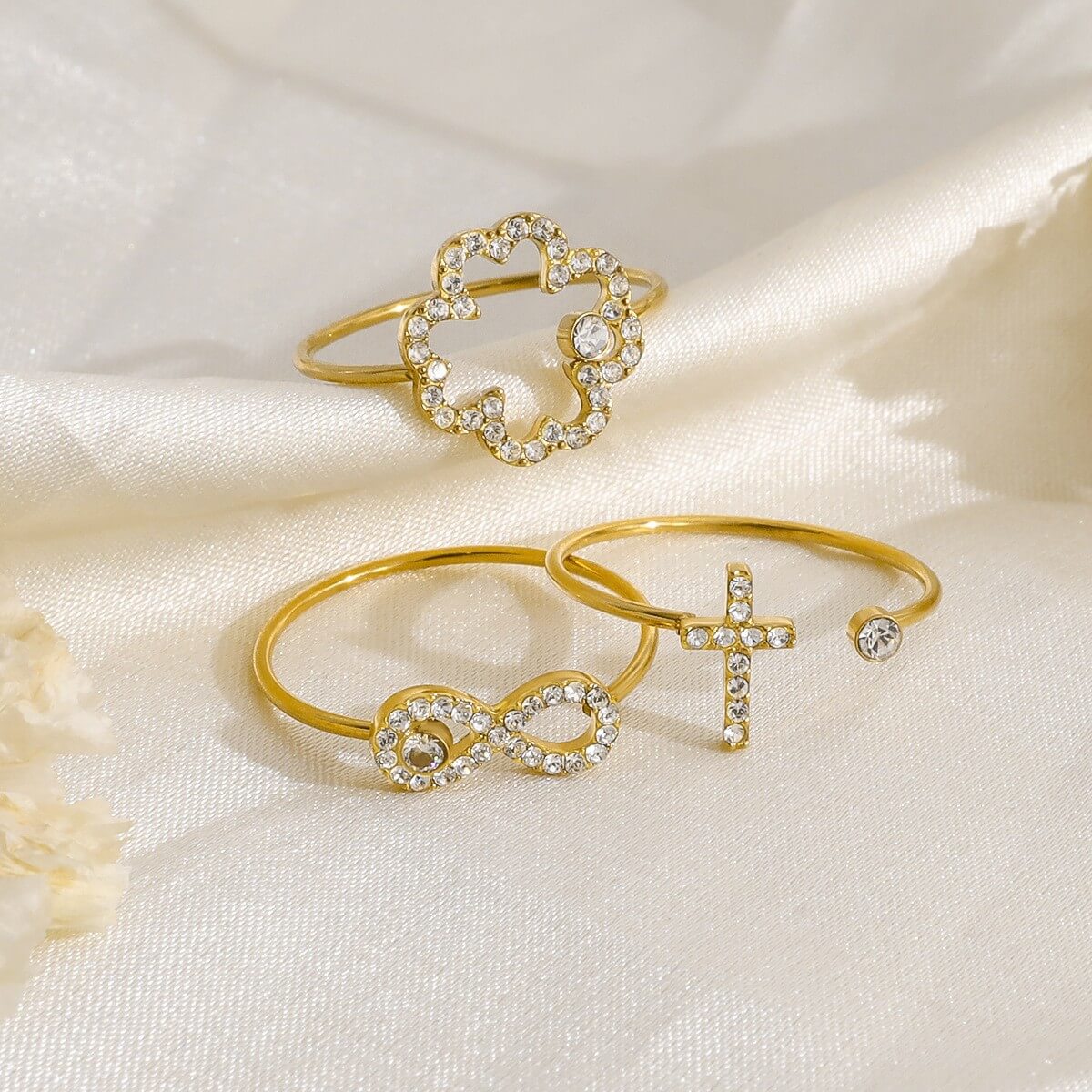 Delicate Crystal Charm Open Ring