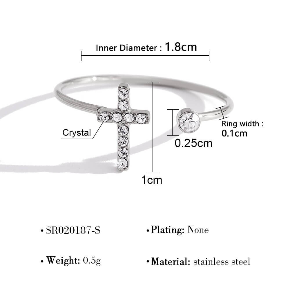 Delicate Crystal Charm Open Ring
