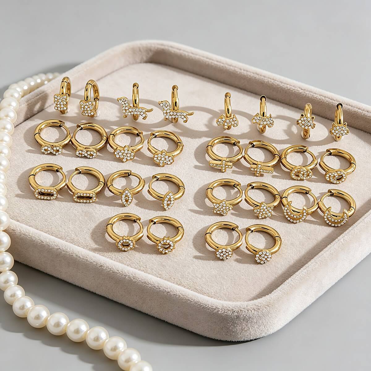 Crystal Charm Huggie Hoop Earrings