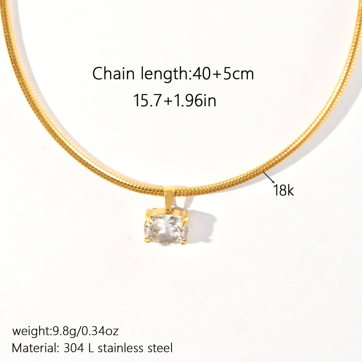 Sleek Snake Chain Cubic Zirconia Pendant Necklace