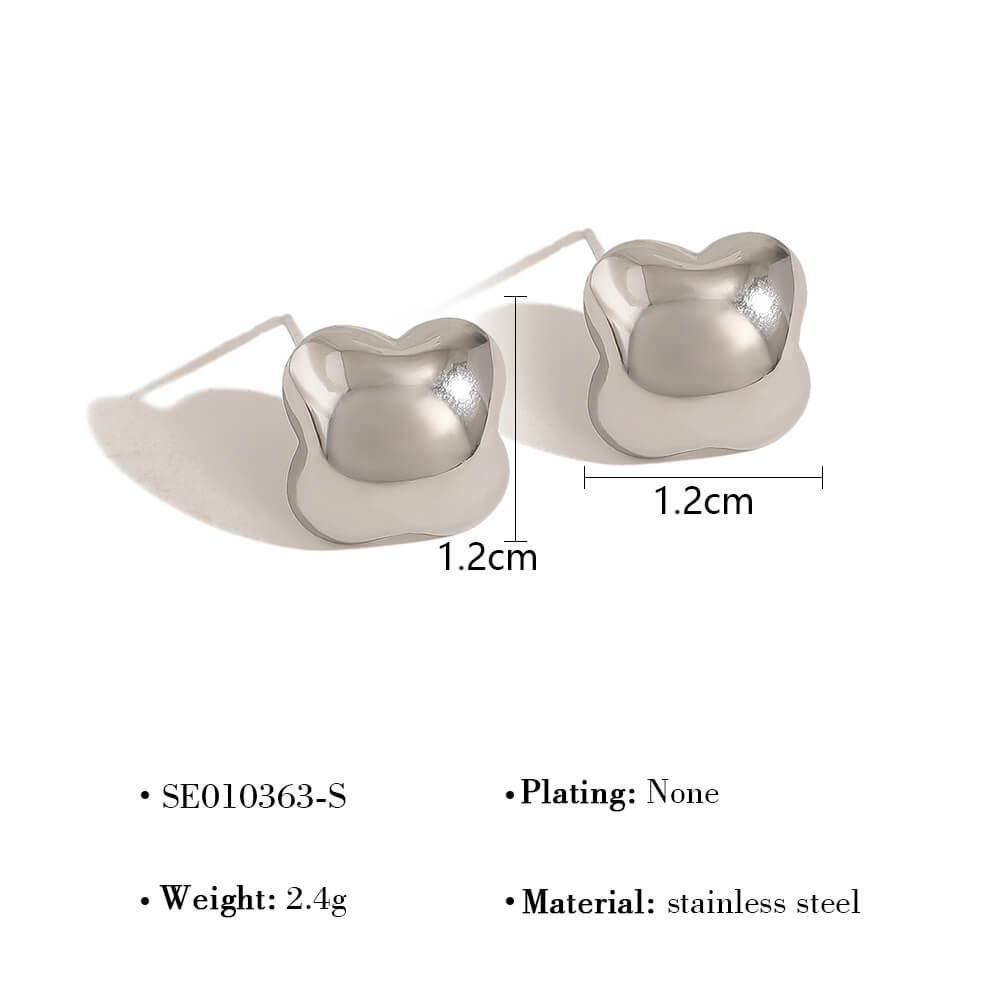Silver Chunky Clover Studs