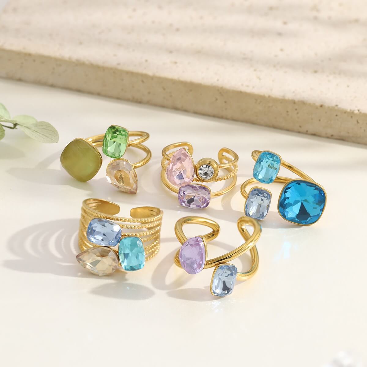 Colorful CZ Zircon Rings