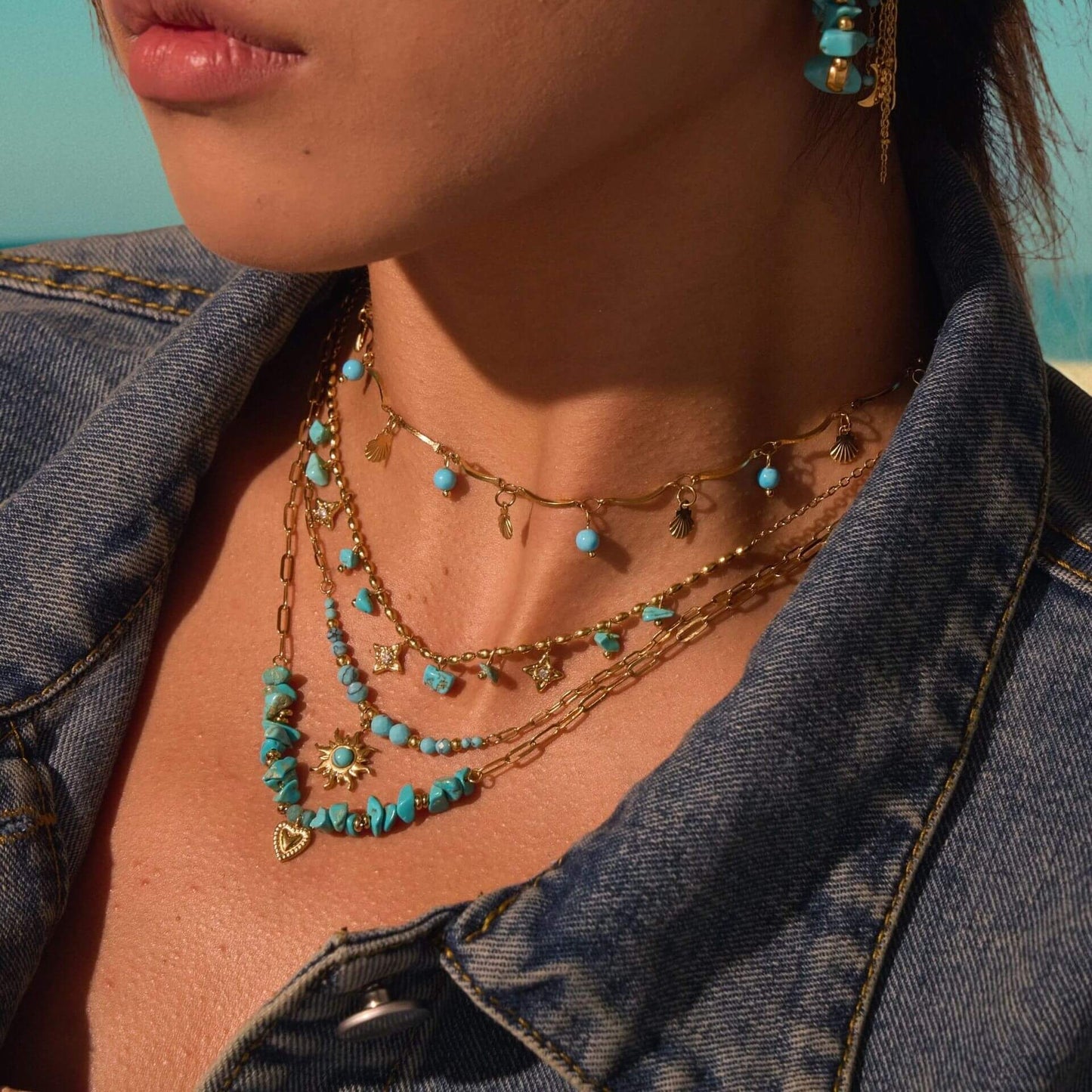 Gold Turquoise Pendant Necklace