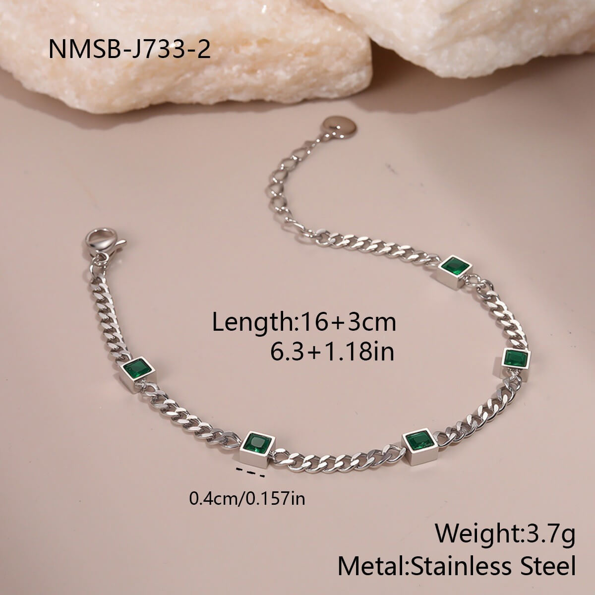 18K Gold Plated Colorful Zircon Stainless Steel Bracelet