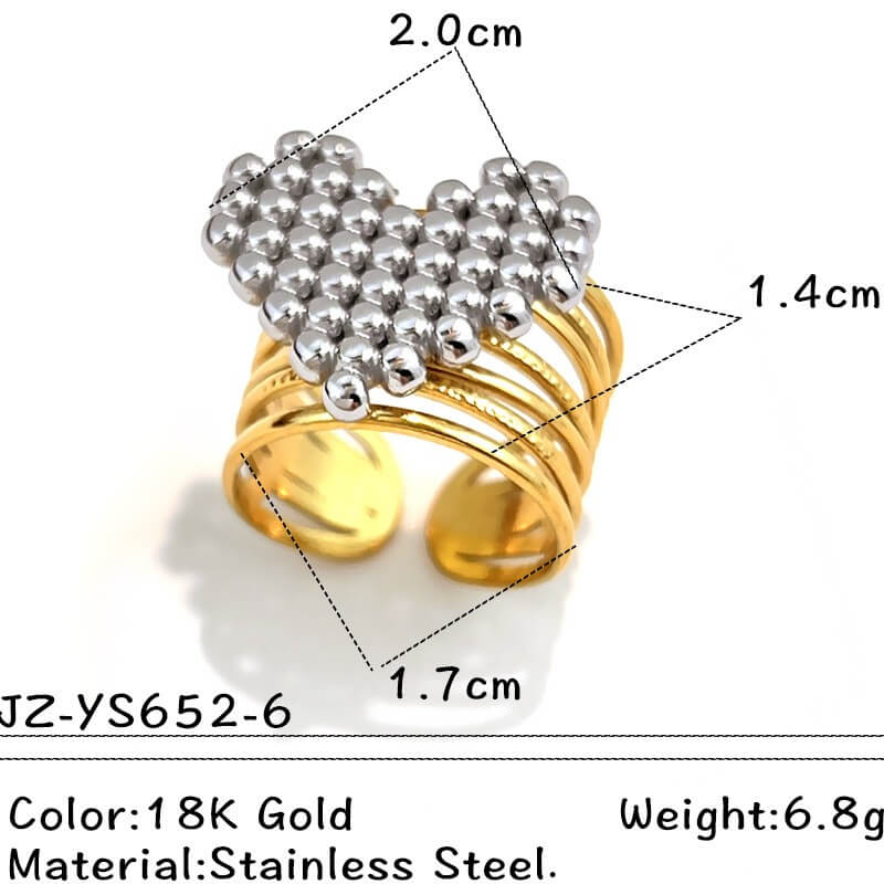 18K Gold Two-Tone Multi-Layer Open Ring
