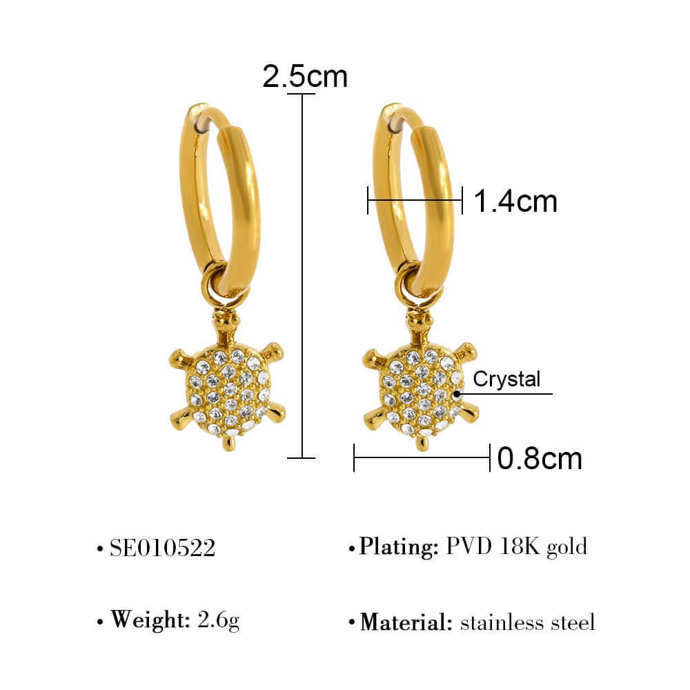 Crystal Charm Stainless Steel Hoop Earrings