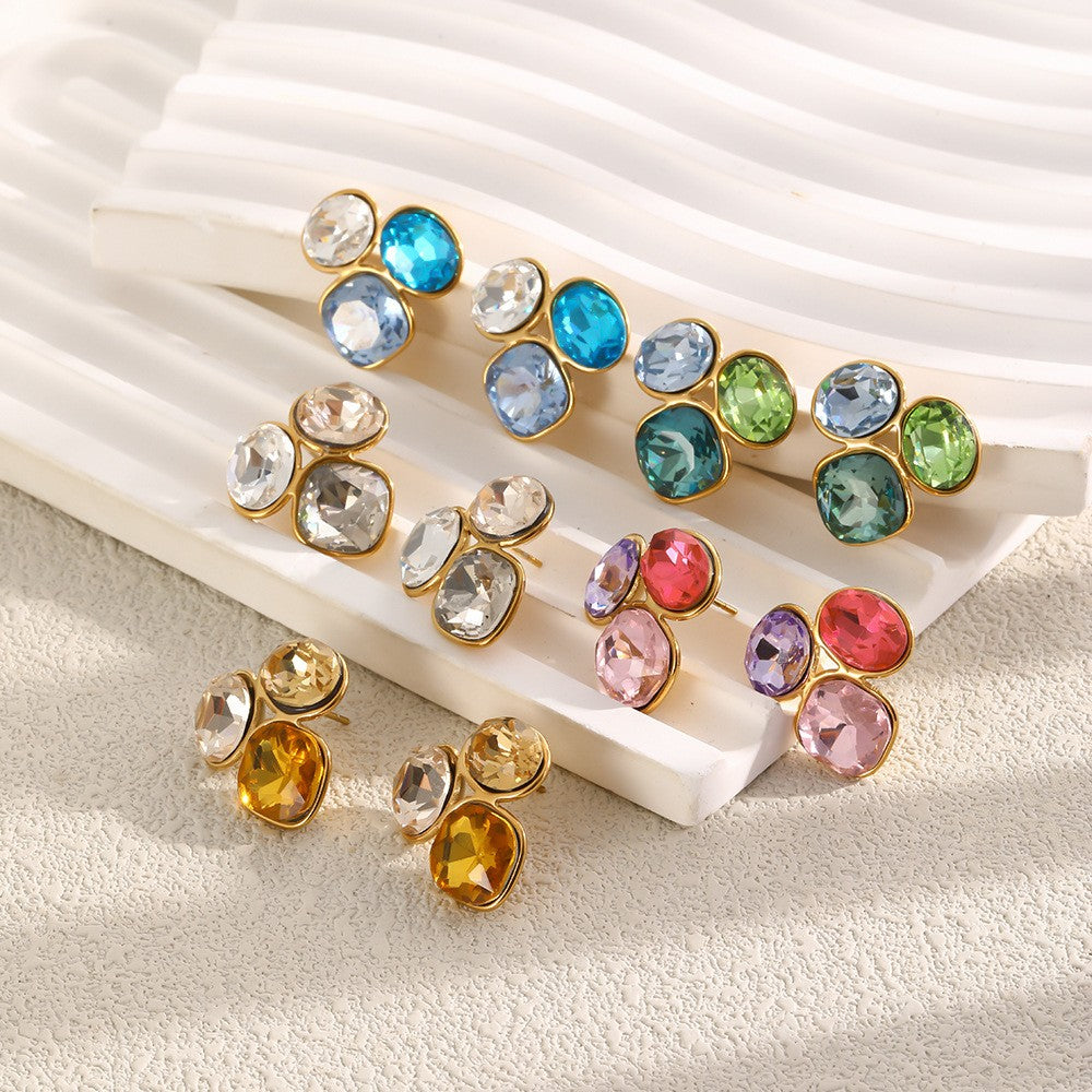 Multicolor Zircon Cluster Stud Earrings