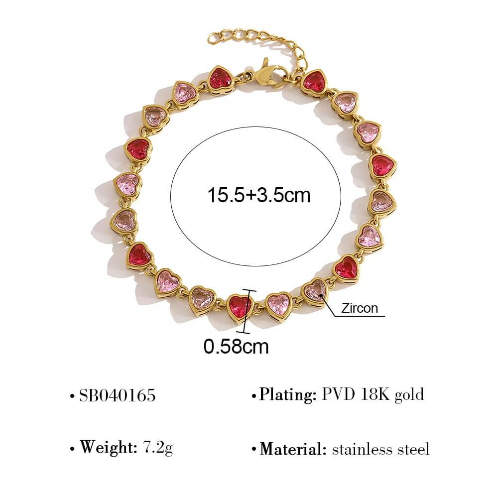 Colorful Zircon Stainless Steel Tennis Bracelet