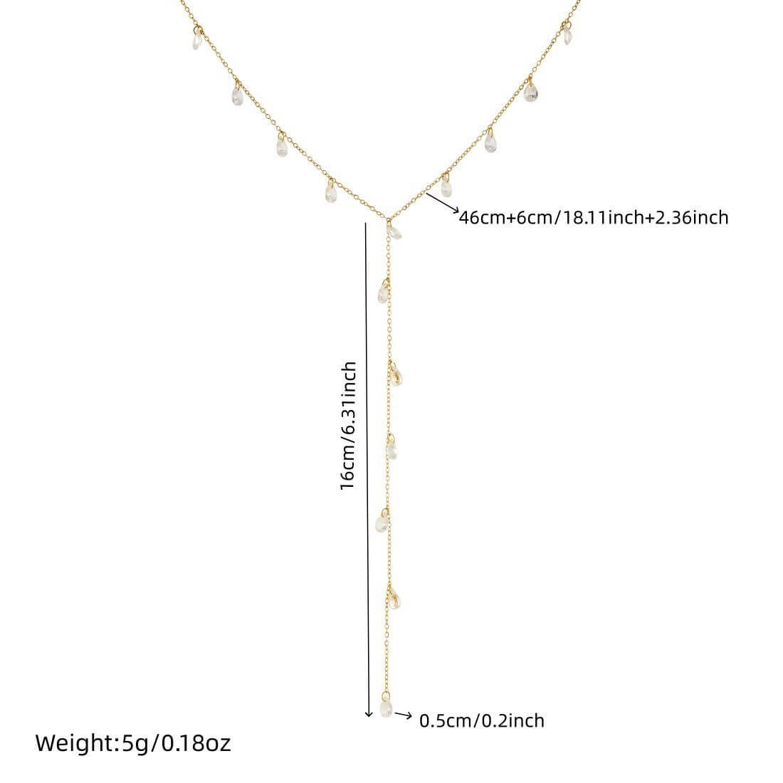 Stainless Steel Y-Lariat Drop Charm Necklace