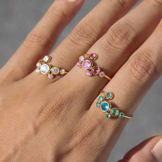 18K Gold Plated CZ Bubble Cluster Ring