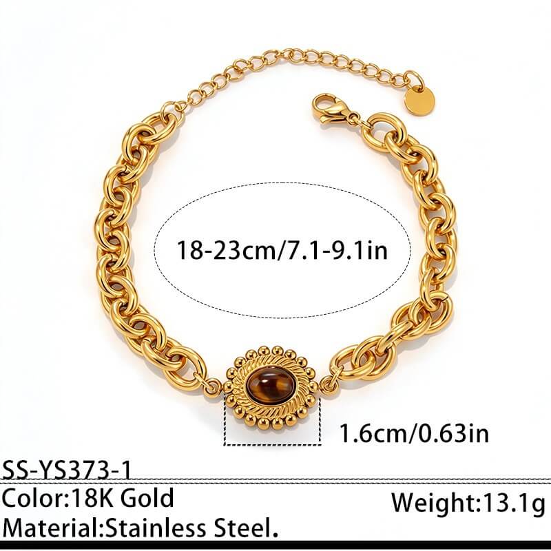 Waterproof Vintage Natural Tiger's Eye Medallion Bracelet