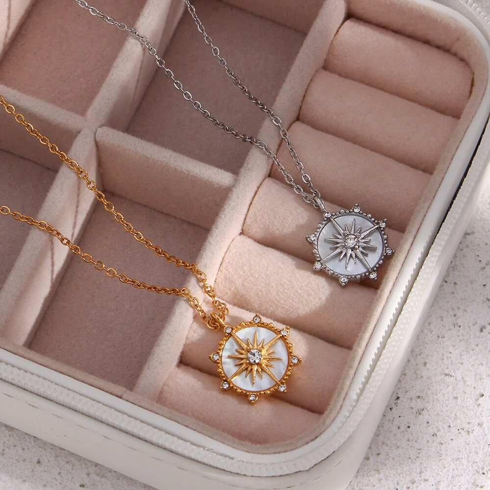 North Star Shell Coin Pendant Necklace