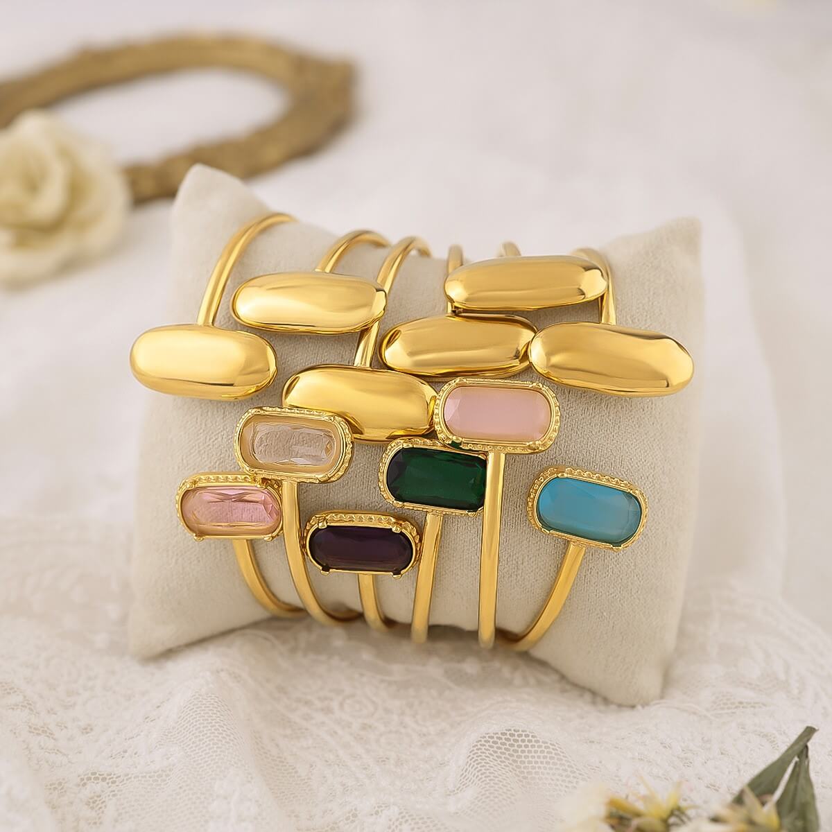 Asymmetric Zircon Open Cuff Bangle