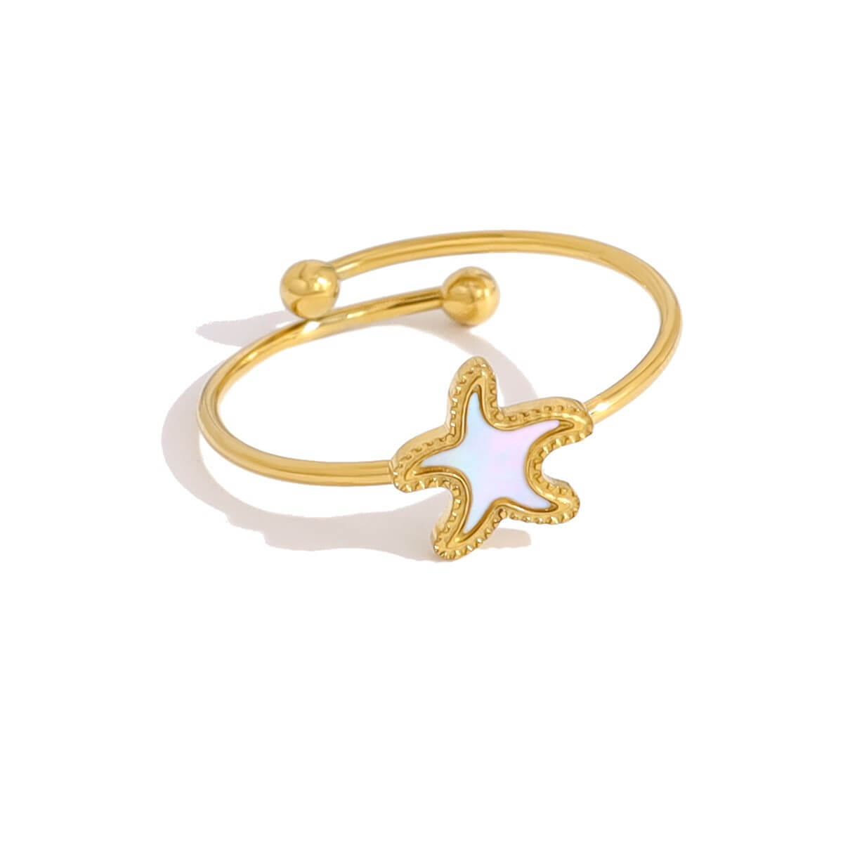 Coastal Beach Shell Charm Open Ring