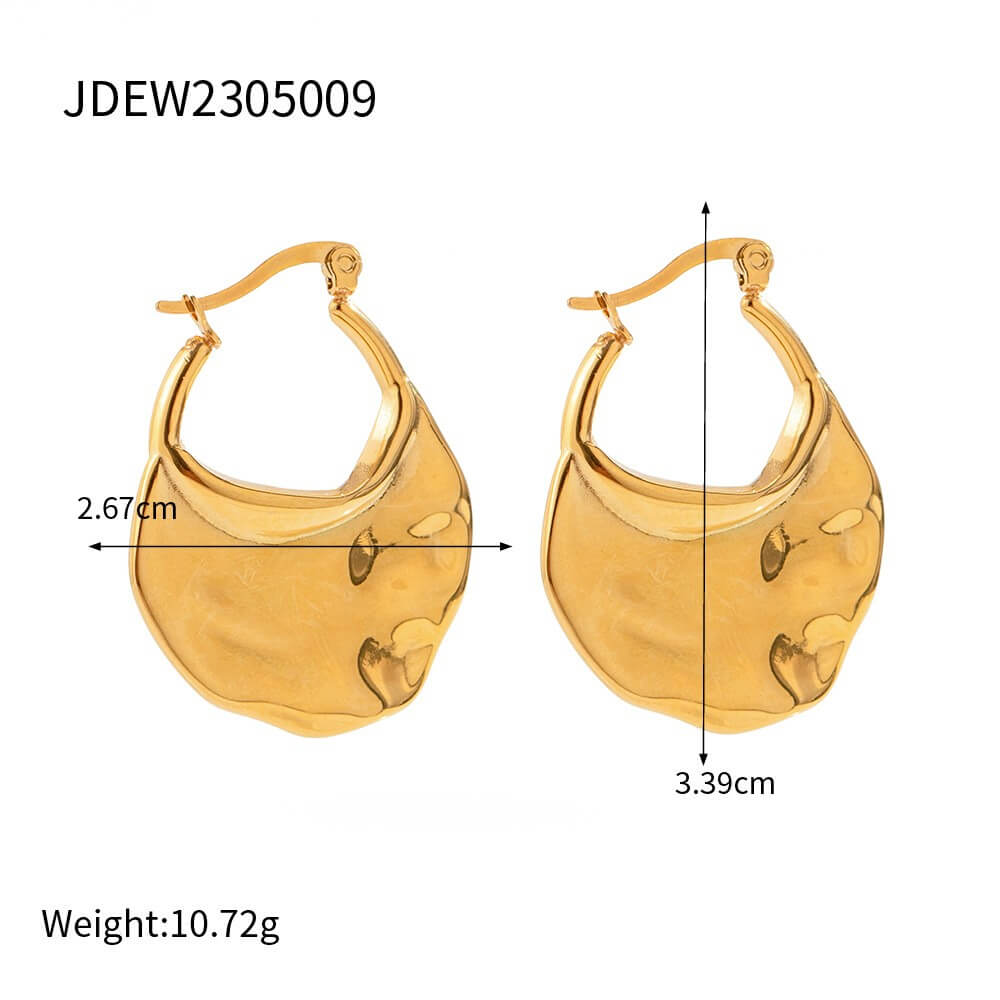 Waterproof Textured Gold Statement Earrings