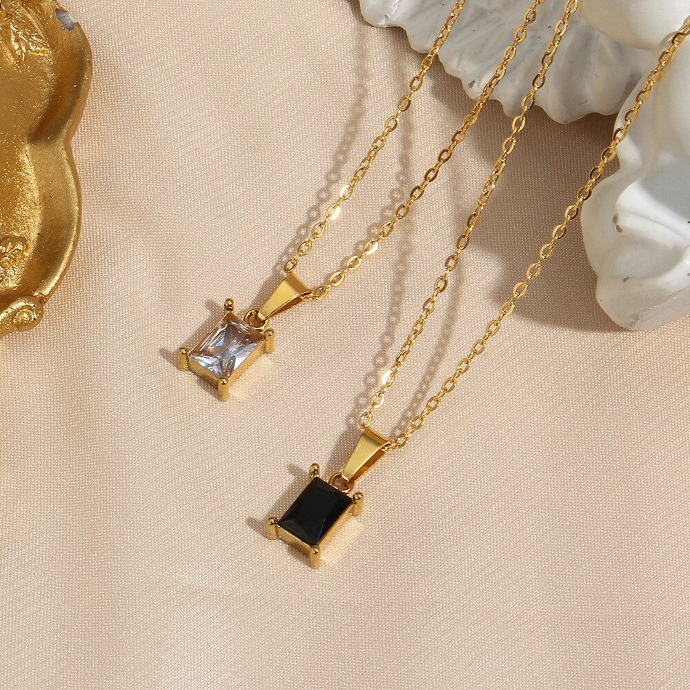 Baguette Zircon Pendant Necklace